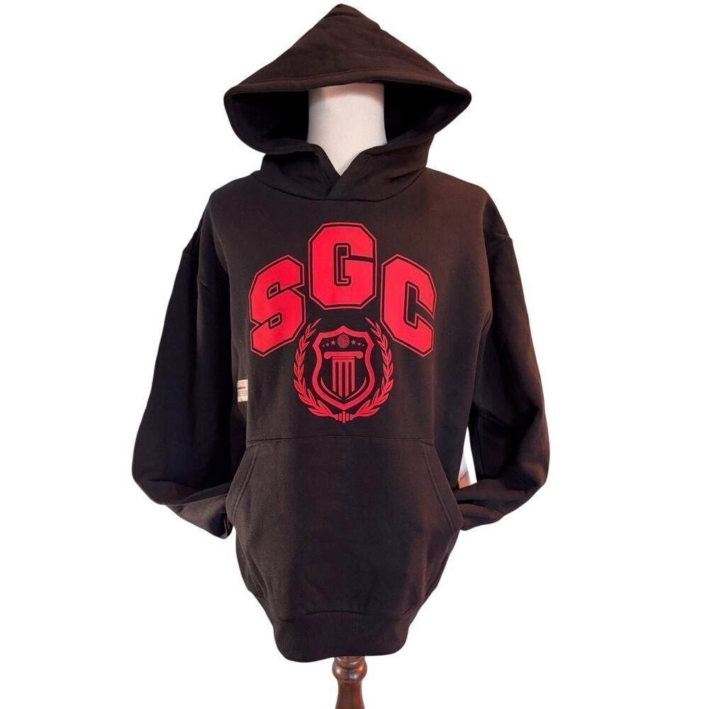 NWT Students Golf SGC University Pullover Hoodie Black RED Graphic 100% Cotton L